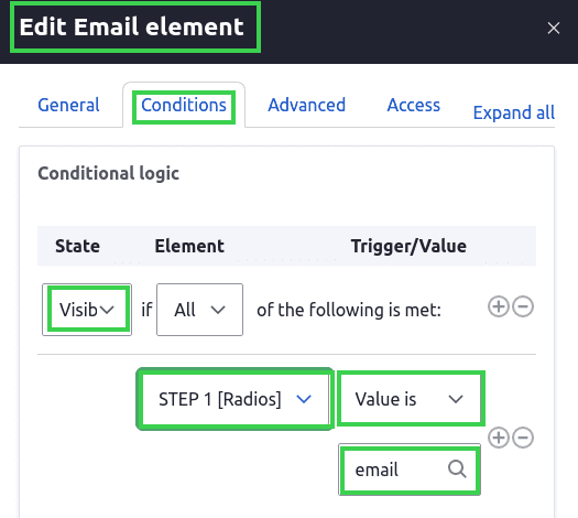 Edit Email Element